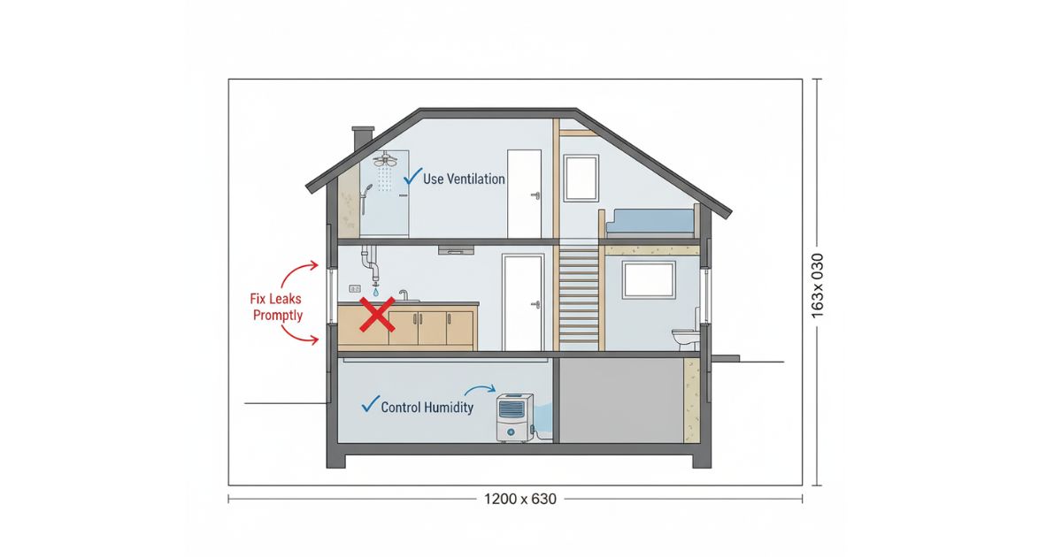 house showing common areas where mold grows